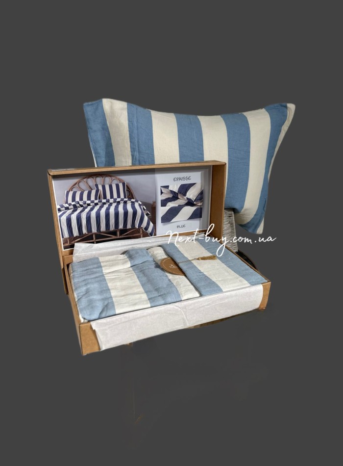 Постельное белье Turkiz Epaisse blue 200x220 из вареного хлопка — изображение 3