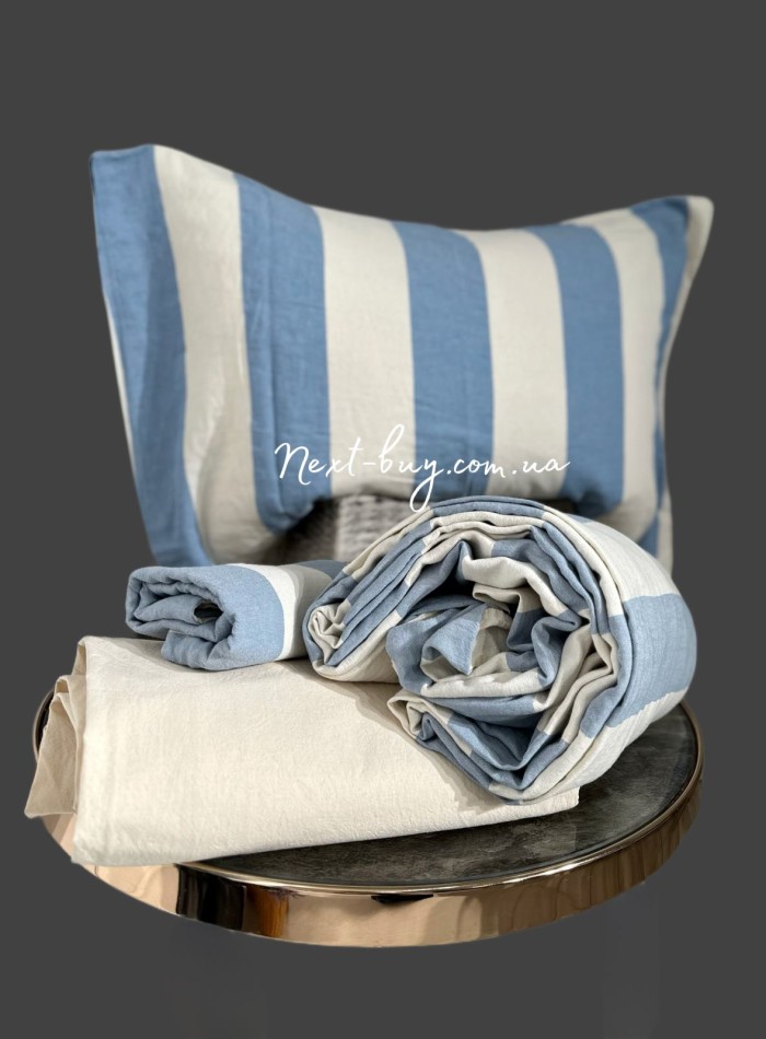 Постельное белье Turkiz Epaisse blue 200x220 из вареного хлопка — изображение 5