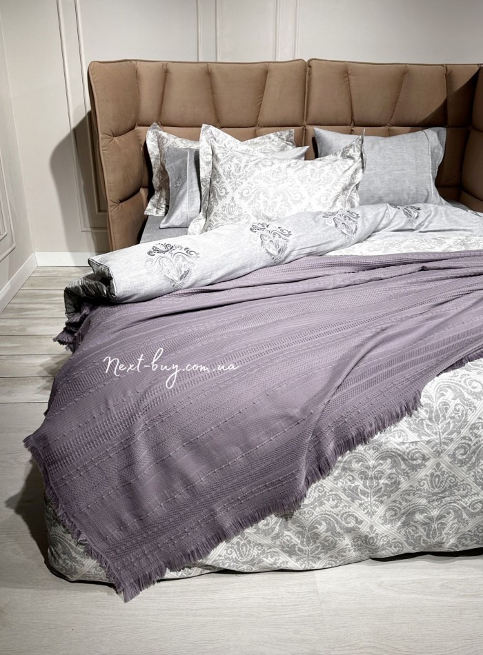 Легкий, летний плед з бахромою First Choice Sole Pique Daily Lilac 220х240 - Зображення 5