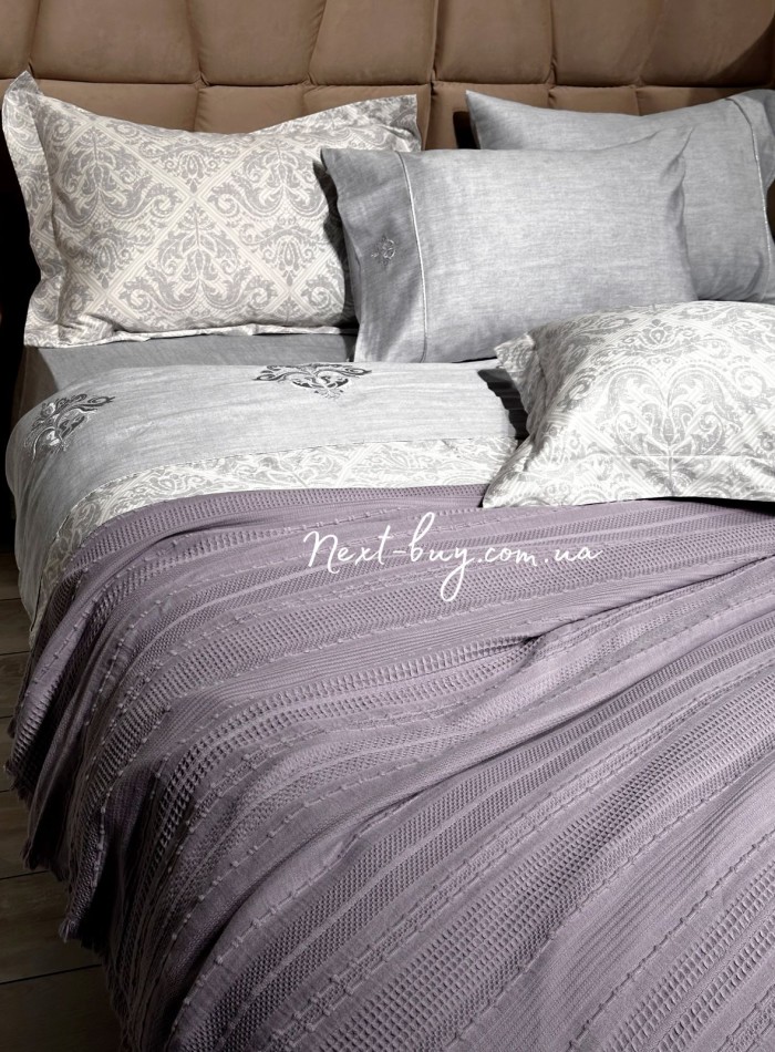 Легкий, летний плед з бахромою First Choice Sole Pique Daily Lilac 220х240 - Зображення 3