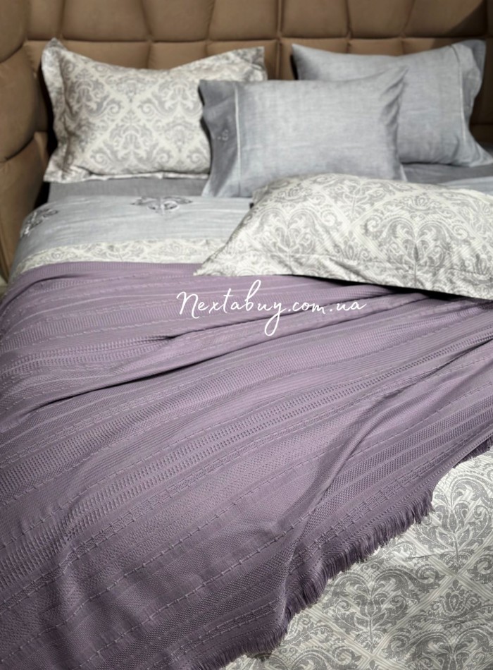 Легкий, летний плед з бахромою First Choice Sole Pique Daily Lilac 220х240 - Зображення 6
