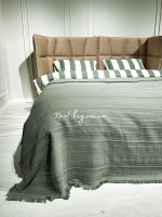 Легкий, летний плед з бахромою First Choice Sole Pique Daily Green 220х240 - Зображення 5
