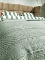 Легкий, летний плед з бахромою First Choice Sole Pique Daily Green 220х240 - Зображення 3
