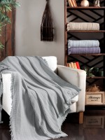 Легкий, летний плед з бахромою First Choice Sole Pique Daily Grey 220х240