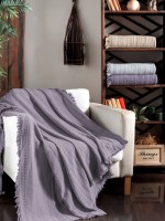 Легкий, летний плед з бахромою First Choice Sole Pique Daily Lilac 220х240 - Зображення 2