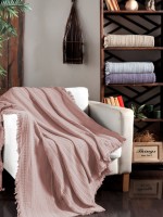 Легкий, летний плед з бахромою First Choice Sole Pique Daily Powder 220х240 - Зображення 2