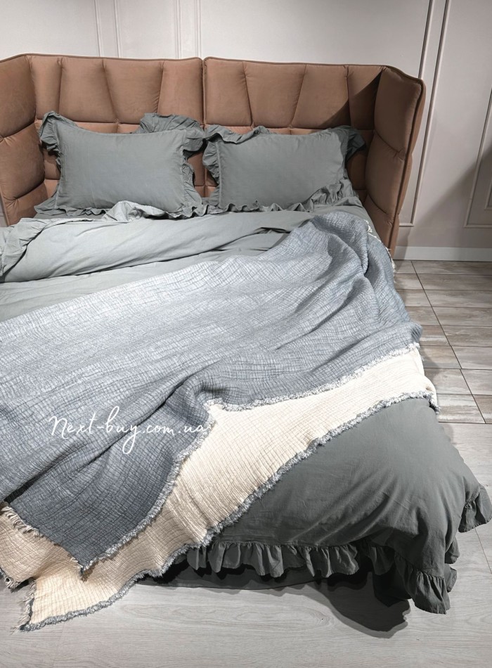 Покрывало-пике Febo Soft Muslin gri Турция 230x240 — изображение 4