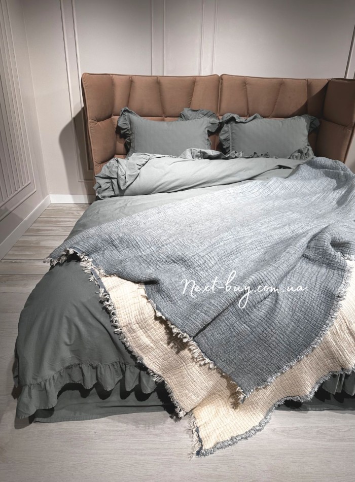Покрывало-пике Febo Soft Muslin gri Турция 230x240 — изображение 2