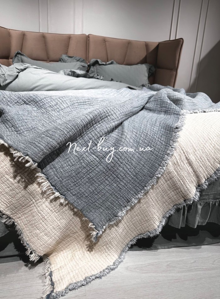Покрывало-пике Febo Soft Muslin gri Турция 230x240 — изображение 3