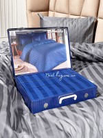 Постільна білизна Maison D'or Elegance Embroidery Linens navy/grey 200x220см сатин з вишивкою