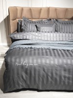 Постельное белье Maison D'or Elegance Embroidery Linens grey 200x220см сатин с вышивкой — изображение 7
