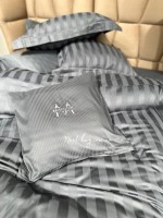 Постельное белье Maison D'or Elegance Embroidery Linens grey 200x220см сатин с вышивкой