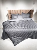 Постельное белье Maison D'or Elegance Embroidery Linens grey 200x220см сатин с вышивкой — изображение 2