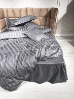 Постельное белье Maison D'or Elegance Embroidery Linens grey 200x220см сатин с вышивкой — изображение 3