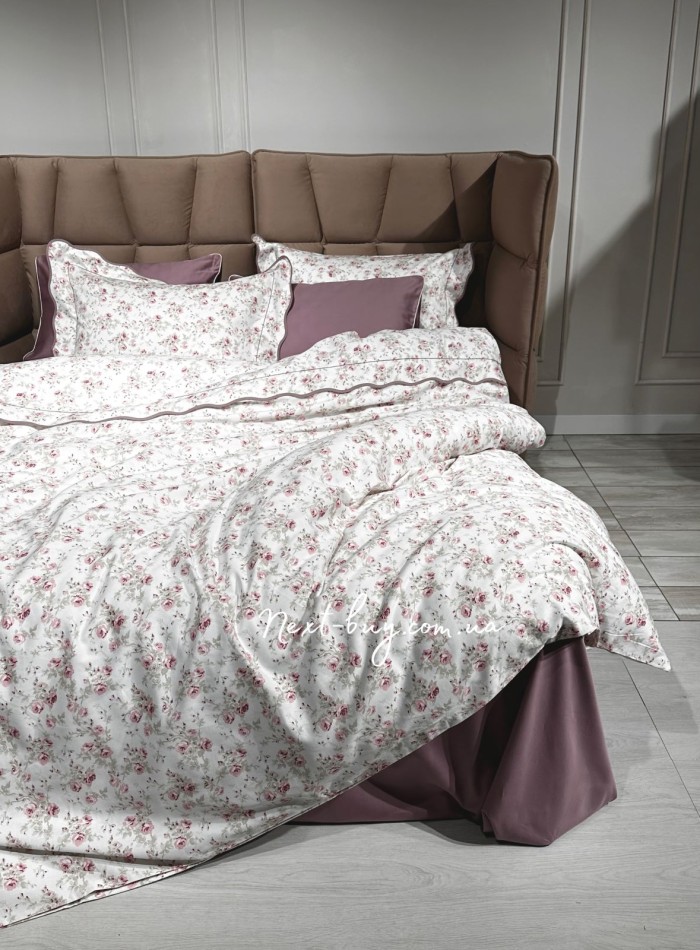Maison D'or Lady Roses dark lilac постільна білизна євро 200х220 сатин - Зображення 6