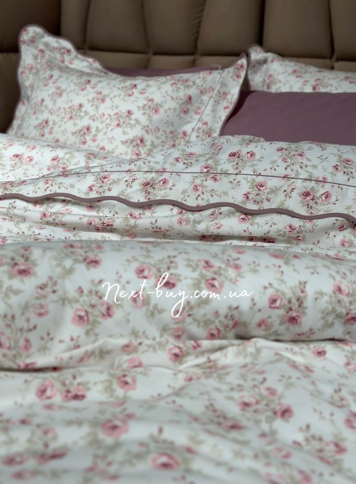 Maison D'or Lady Roses dark lilac постільна білизна євро 200х220 сатин - Зображення 5
