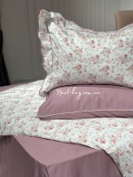 Maison D'or Lady Roses dark lilac постільна білизна євро 200х220 сатин - Зображення 2