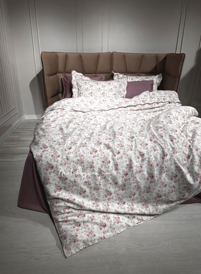 Maison D'or Lady Roses dark lilac постільна білизна євро 200х220 сатин - Зображення 3