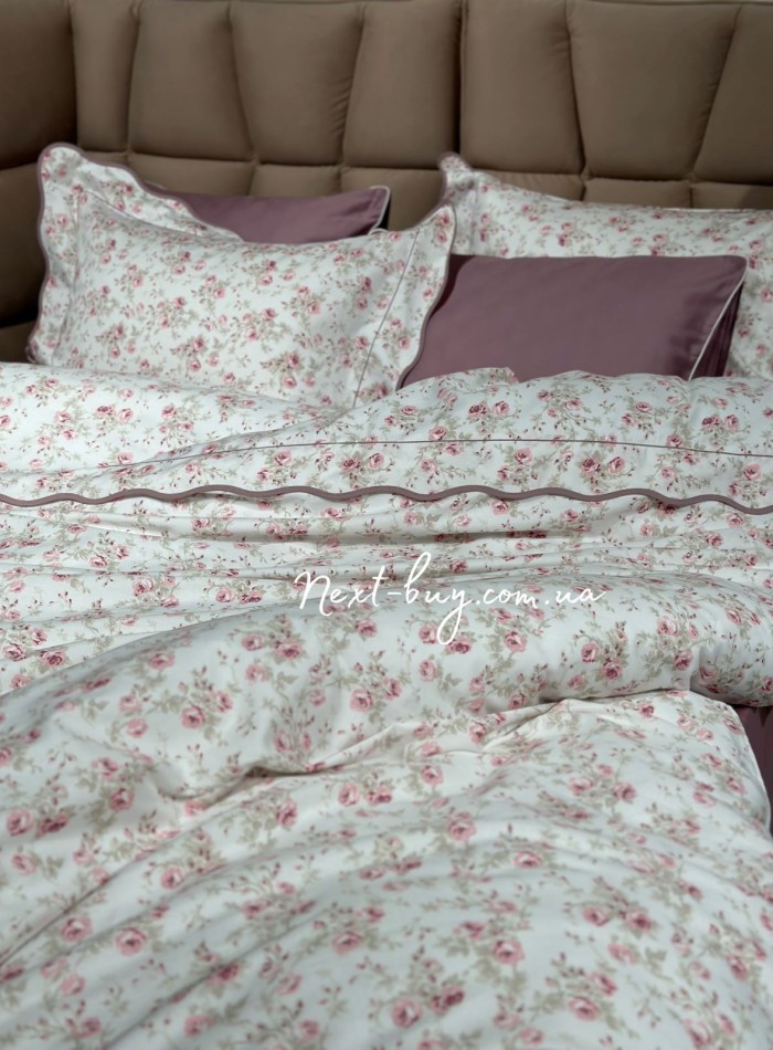 Maison D'or Lady Roses dark lilac постільна білизна євро 200х220 сатин - Зображення 7