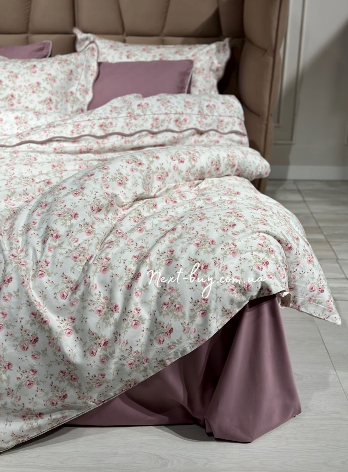 Maison D'or Lady Roses dark lilac постільна білизна євро 200х220 сатин - Зображення 4