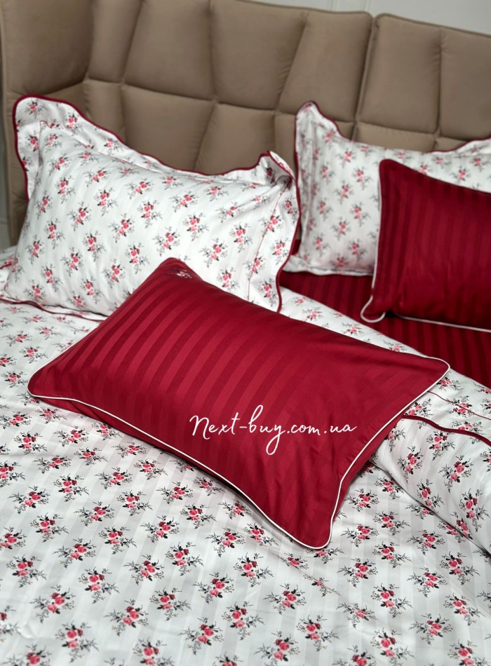 Maison D'or Diana Rose red постільна білизна євро 200х220 сатин - Зображення 5