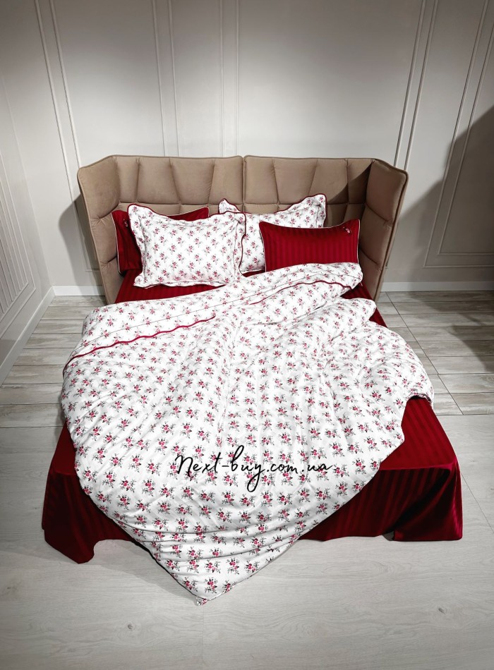 Maison D'or Diana Rose red постільна білизна євро 200х220 сатин - Зображення 4