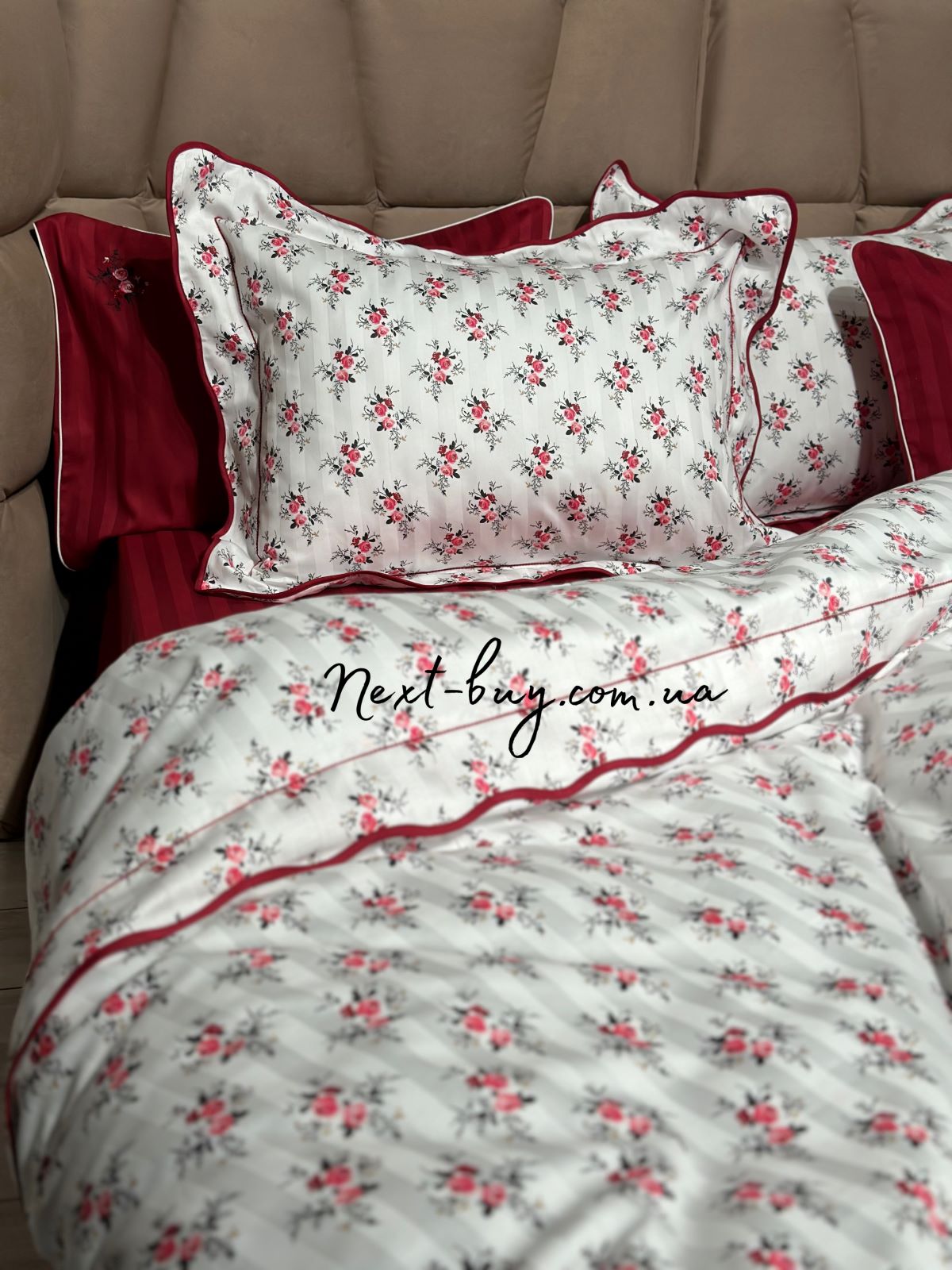 Maison D'or Diana Rose red постільна білизна євро 200х220 сатин - Зображення 1