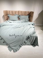 Эксклюзивное постельное белье Limasso Natural Green 200x220 из вареного хлопка — изображение 5