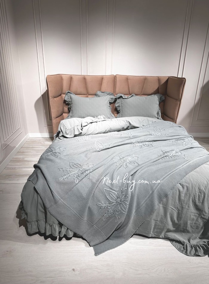 Эксклюзивное постельное белье Limasso Natural Green 200x220 из вареного хлопка — изображение 4