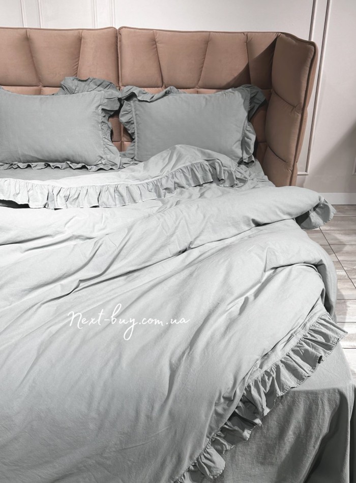 Эксклюзивное постельное белье Limasso Natural Green 200x220 из вареного хлопка — изображение 3