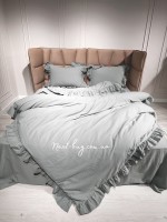 Эксклюзивное постельное белье Limasso Natural Green 200x220 из вареного хлопка