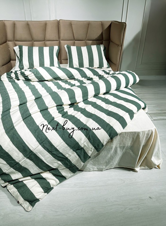Постельное белье Turkiz Epaisse green 200x220 из вареного хлопка — изображение 4