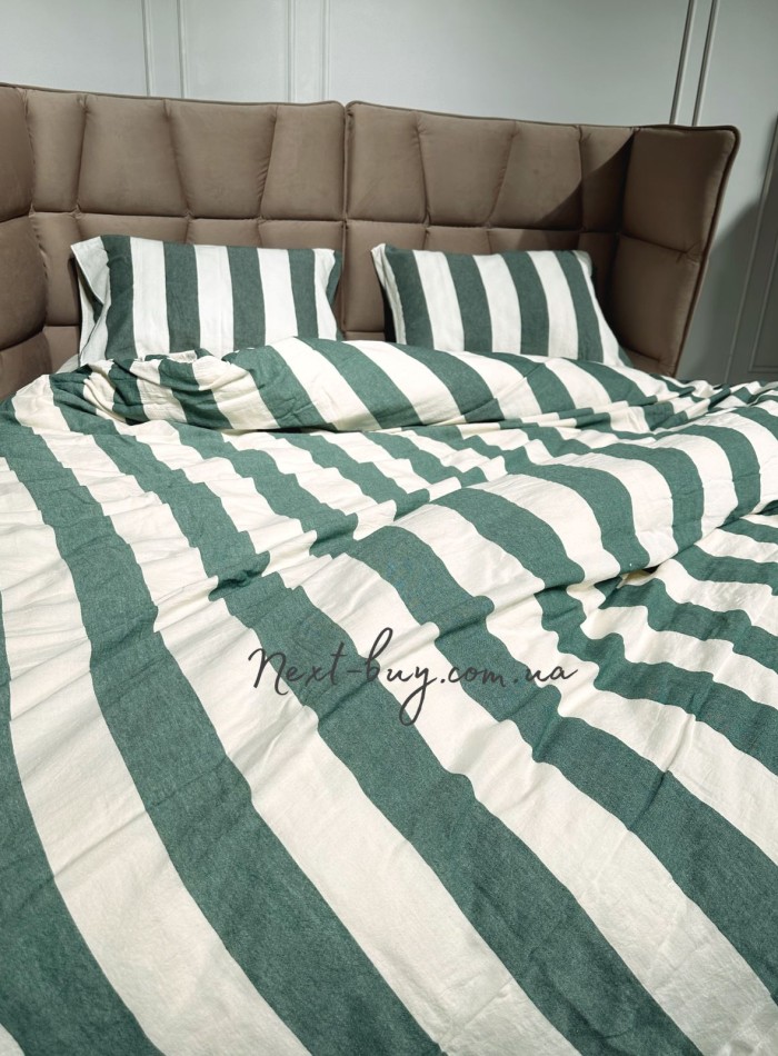 Постельное белье Turkiz Epaisse green 200x220 из вареного хлопка — изображение 3