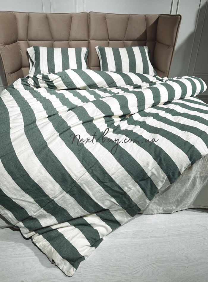 Постельное белье Turkiz Epaisse green 200x220 из вареного хлопка — изображение 2