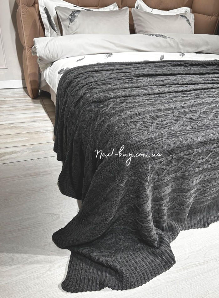 В'язаний плед Diamond Bargello 220х240 Antracit Туреччина - Зображення 5