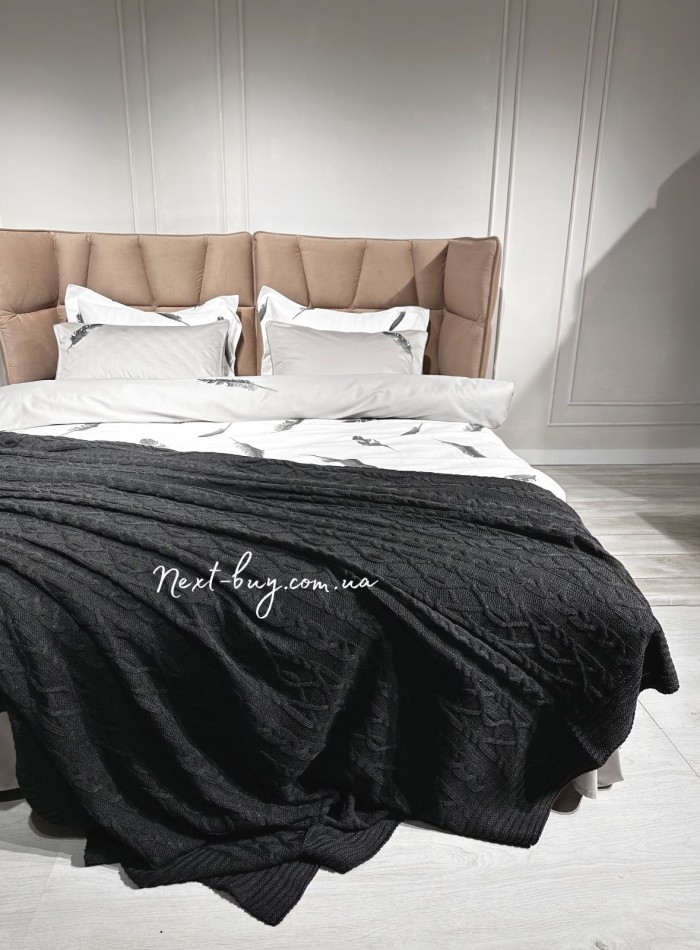 В'язаний плед Diamond Bargello 220х240 Antracit Туреччина - Зображення 3