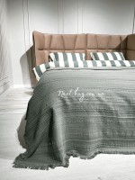 Легкий, летний плед з бахромою First Choice Sole Pique Daily Grey 220х240 - Зображення 2