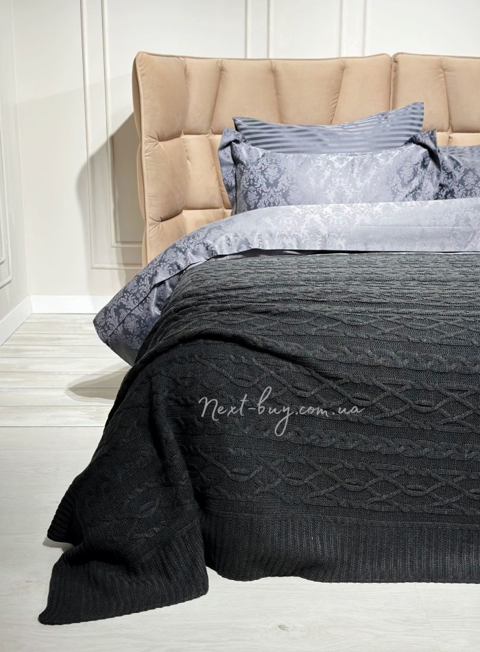 В'язаний плед Diamond Bargello 220х240 Antracit Туреччина - Зображення 8