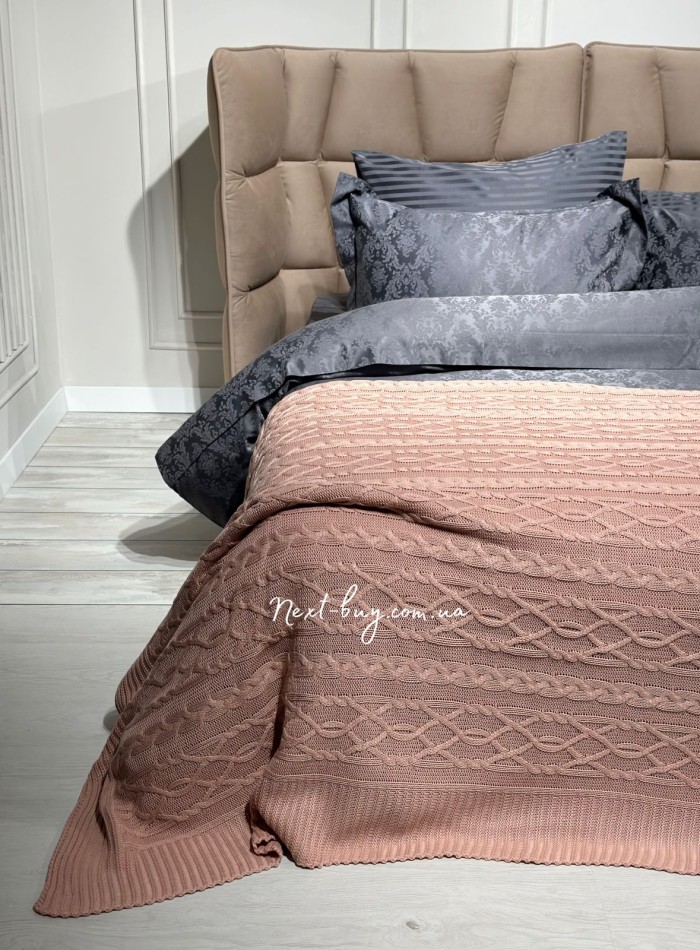 В'язаний плед Diamond Bargello 220х240 Pudra Туреччина - Зображення 4