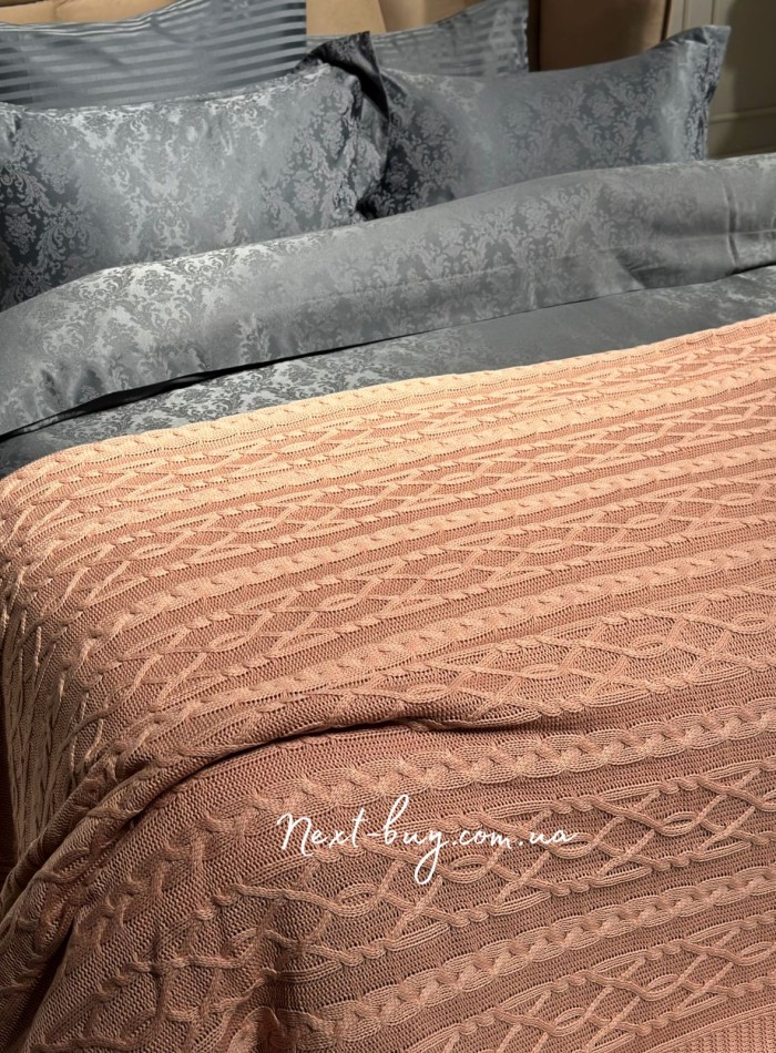 В'язаний плед Diamond Bargello 220х240 Pudra Туреччина - Зображення 2