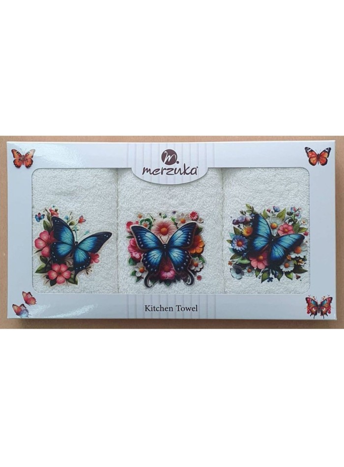 Набор кухонных полотенец Merzuka Blue butterfly 3шт. 30х50 — изображение 5