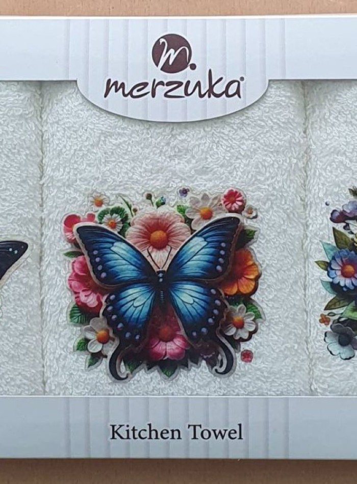 Набор кухонных полотенец Merzuka Blue butterfly 3шт. 30х50 — изображение 4