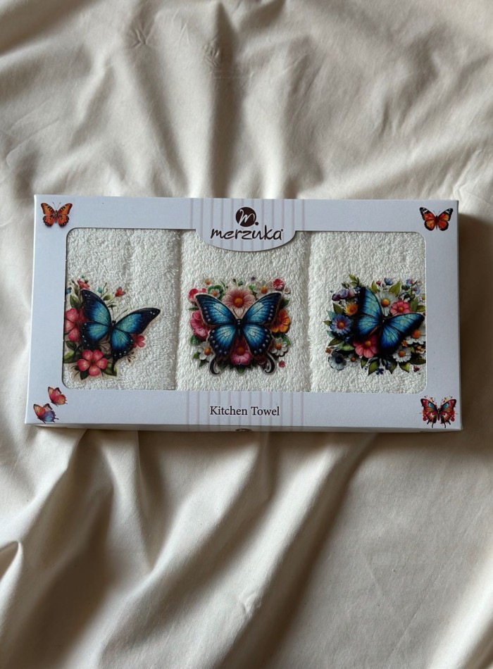 Набор кухонных полотенец Merzuka Blue butterfly 3шт. 30х50 — изображение 2