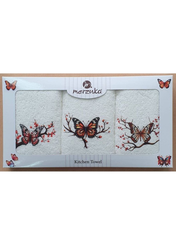 Набор кухонных полотенец Merzuka Butterflies on branches 3шт. 30х50 — изображение 5