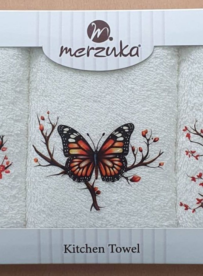 Набор кухонных полотенец Merzuka Butterflies on branches 3шт. 30х50 — изображение 4