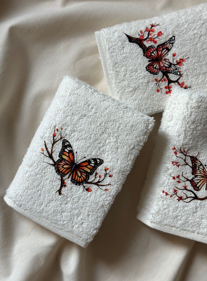 Набор кухонных полотенец Merzuka Butterflies on branches 3шт. 30х50 — изображение 3
