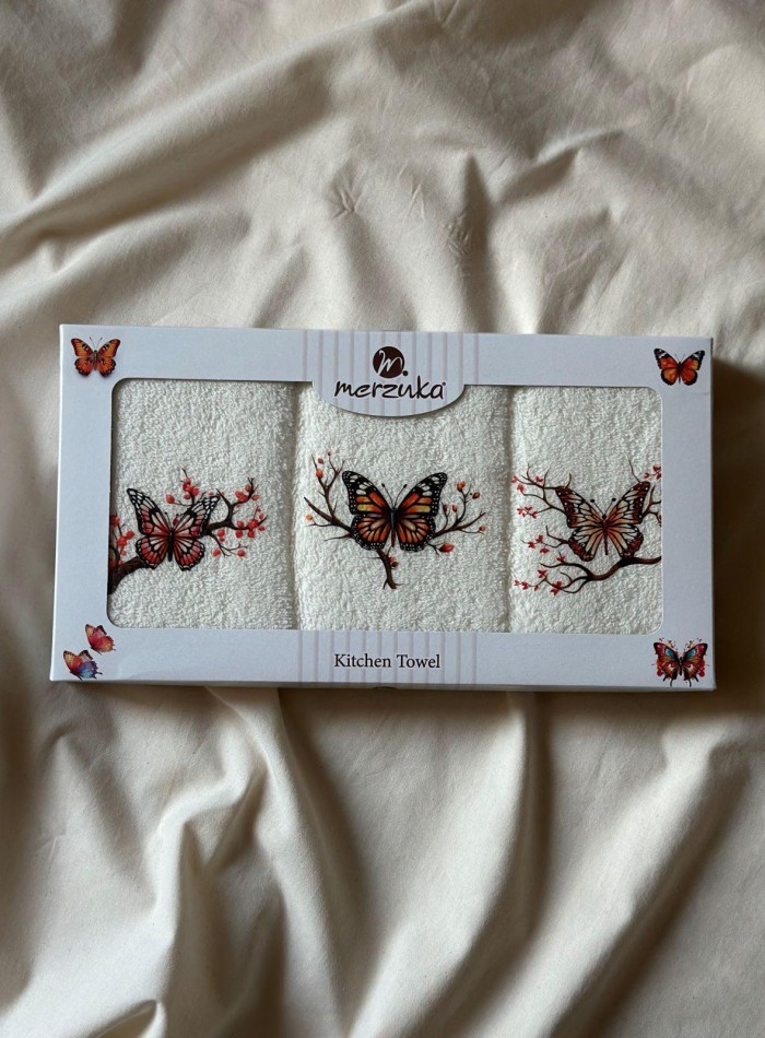 Набор кухонных полотенец Merzuka Butterflies on branches 3шт. 30х50 — изображение 2