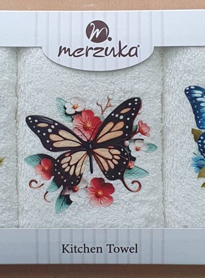 Набор кухонных полотенец Merzuka Butterfly in flowers 3шт. 30х50 — изображение 2