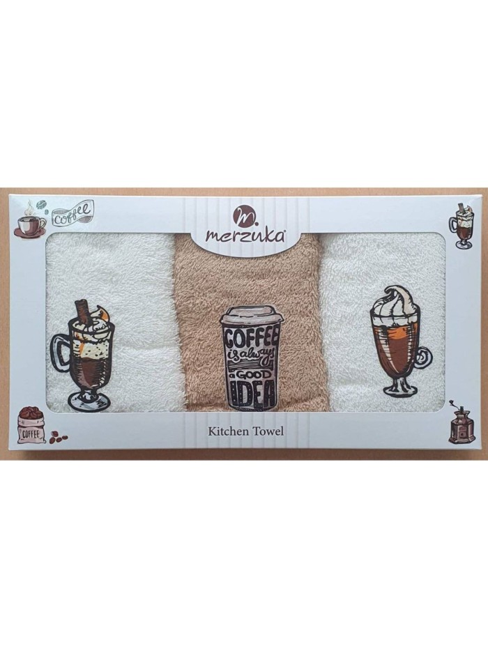 Набор кухонных полотенец Merzuka Coffee drinks 3шт. 30х50 — изображение 5