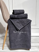 Набор хлопковых полотенец Maison D'or Garden Rose anthracite 3шт — изображение 6